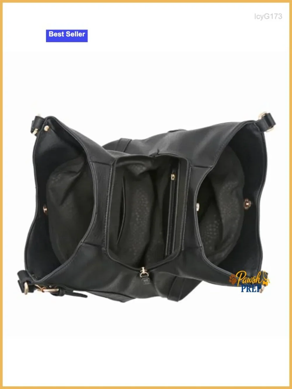 Lightweight Faux Leather 3 Compartment Medium Hobo Bag with Gold Hardware